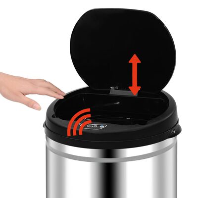 vidaXL Кош за отпадъци с автоматичен сензор, 40 л, неръждаема стомана