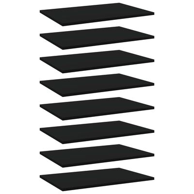 vidaXL Рафтове за етажерка, 8 бр, черни, 60x40x1,5 см, ПДЧ