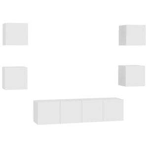 vidaXL Комплект ТВ шкафове от 6 части, бял, инженерно дърво