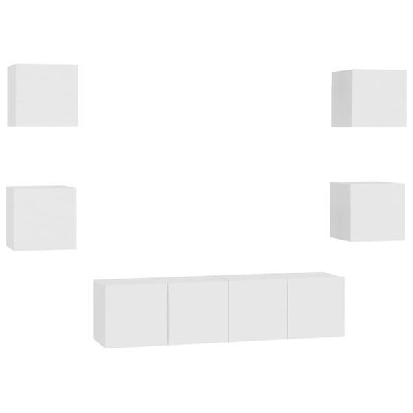 vidaXL Комплект ТВ шкафове от 6 части, бял, инженерно дърво
