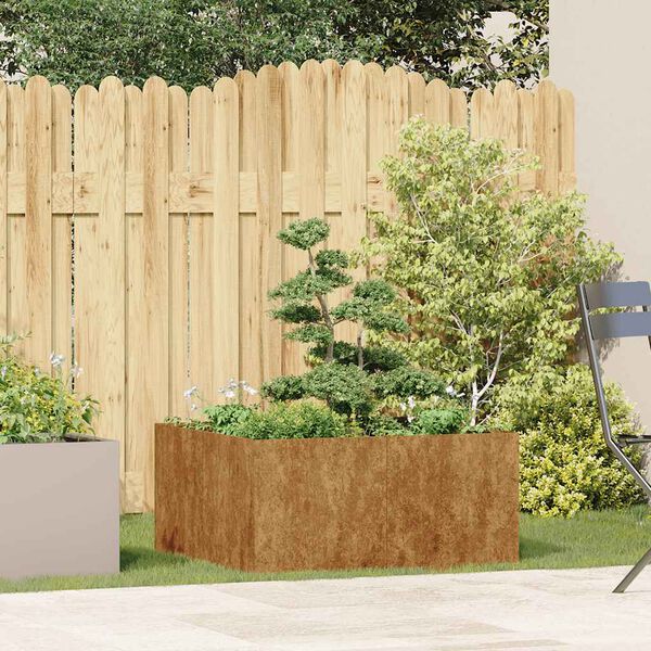 vidaXL Кашпа, ръждива, 80x80x40 см, патинираща стомана