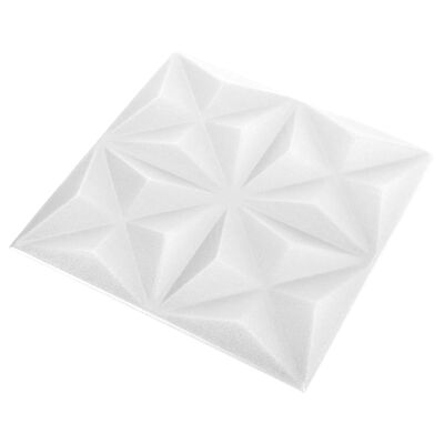 vidaXL 3D стенни панели, 24 бр, 50x50 см, оригами бяло, 6 м²