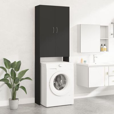 vidaXL Шкаф за пералня, черен, 64x25,5x190 см