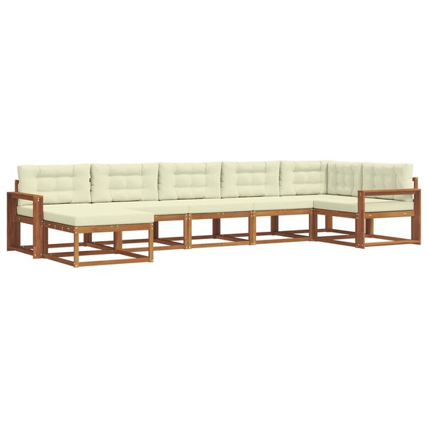 vidaXL Комплект дивани за открито 7 pcs Натурален и Крема