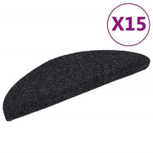 vidaXL Самозалепващи се постелки за стълби, 15 бр., 56x17x3 см, черни, полукръгли