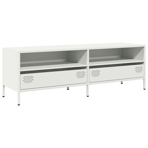 vidaXL ТВ шкаф, бял, 135x39x43,5 см, студеновалцувана стомана