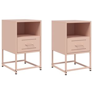 vidaXL Нощни шкафчета 2 бр розов 36x39x60,5 см стомана