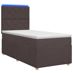 vidaXL Континентално легло с матрак Тъмен кафяв 90 x 190 cm Текстил