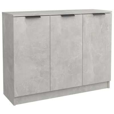 vidaXL Сайдборд, бетонно сив, 90,5x30x70 см, инженерно дърво