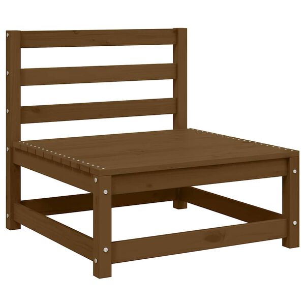 vidaXL Градински среден диван с кремави възглавници борово дърво масив