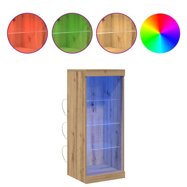 vidaXL LED конзолна маса Дъб 41 x 37 x 100 см Инженерно дърво