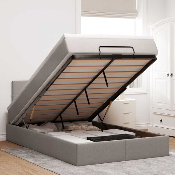 vidaXL Османска легло с матрак и LED, таупе, 120x200 см, плат