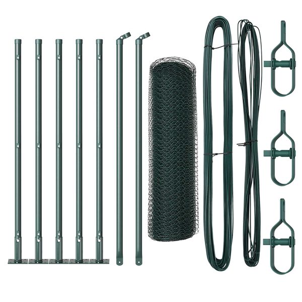 vidaXL Стълб за ограда. Зелен 10 x 0,5 м (25 мм мрежа) Стомана и PVC