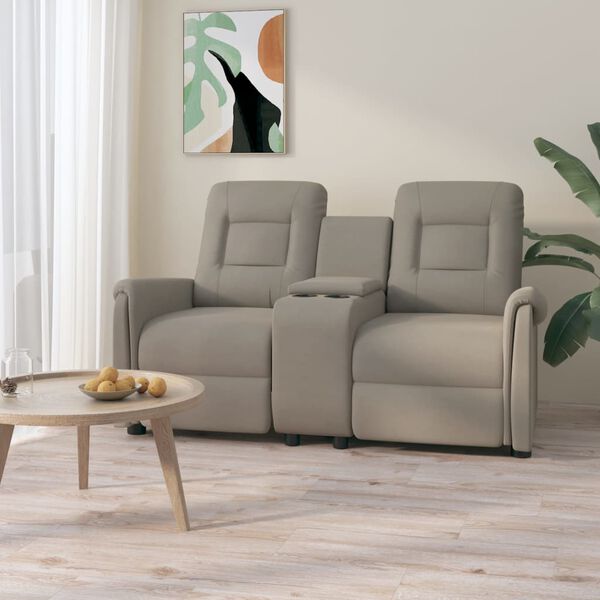 vidaXL 2-местен масажен наклоняем стол с поставка за чаша, светлосив