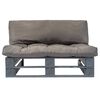 vidaXL Градински палетен диван със сиви възглавници, борово дърво