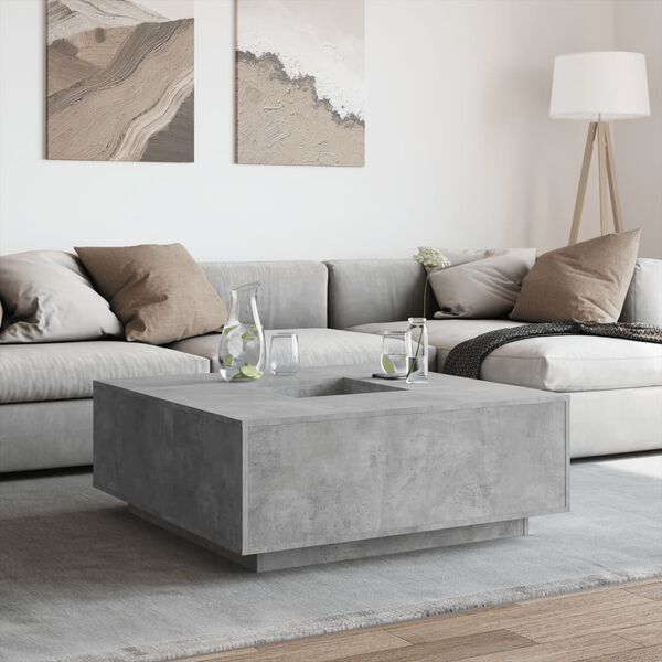 vidaXL Маса за кафе, бетонно сива, 100x100x40 см, инженерно дърво