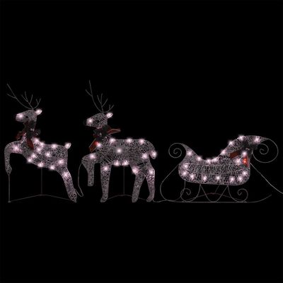 vidaXL Коледна украса елен и шейна, 60 LED, за открито, златисто