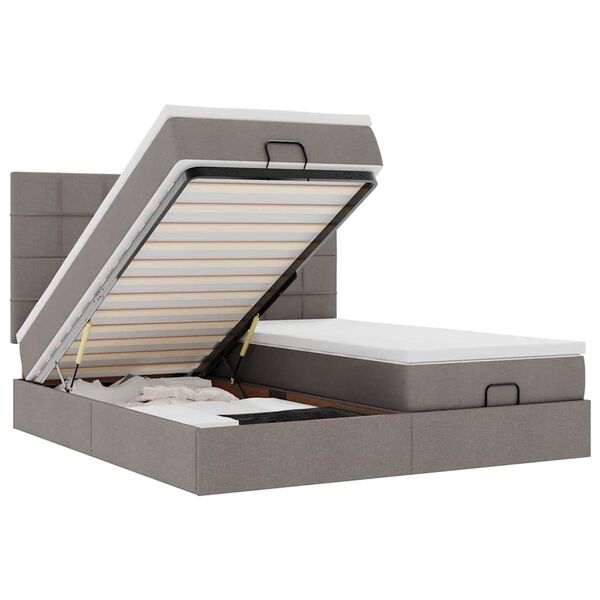 vidaXL Османска легло с матраци и LED, таупе, 180x200 см, плат