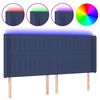 vidaXL LED горна табла за легло, синя, 203x16x118/128 см, плат