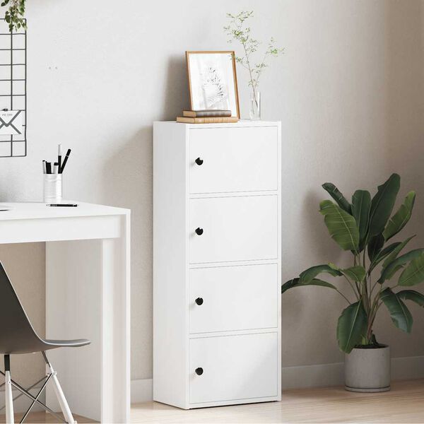 vidaXL Библиотека, бяла, 40x24x102 см, инженерно дърво