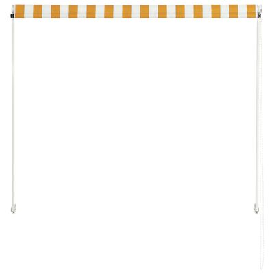 vidaXL Сенник с падащо рамо, 150x150 см, жълто и бяло