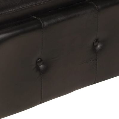 vidaXL 2-местен Честърфийлд диван, черен, естествена кожа