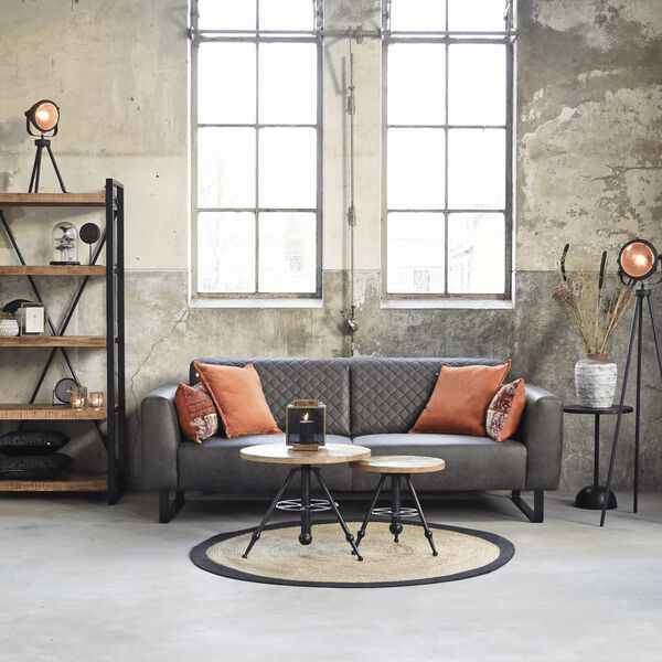 LABEL51 Килим от юта, кръгъл, 180 см, черен