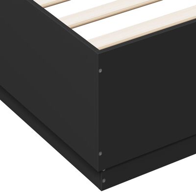 vidaXL Рамка за легло с LED осветление черна 150x200см инженерно дърво