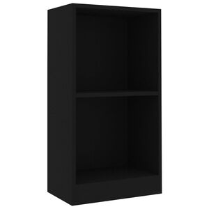 vidaXL Етажерка за книги, черна, 40x24x75 см, инженерно дърво