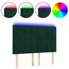 vidaXL LED горна табла за легло, тъмнозелена, 144x5x118/128 см, кадифе