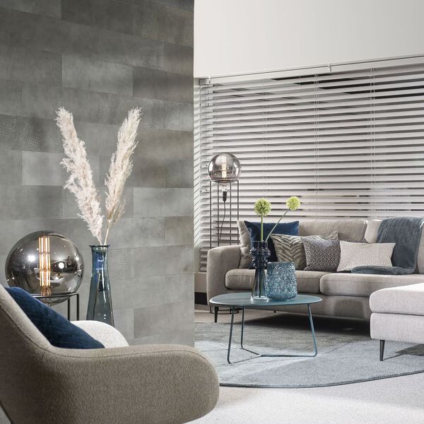 WallArt Кожени плочки Connaught, нюанси на сиво, 16 бр