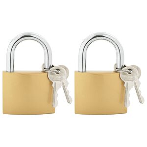 vidaXL U Lock с ключове 2 pcs Месинг Желязо