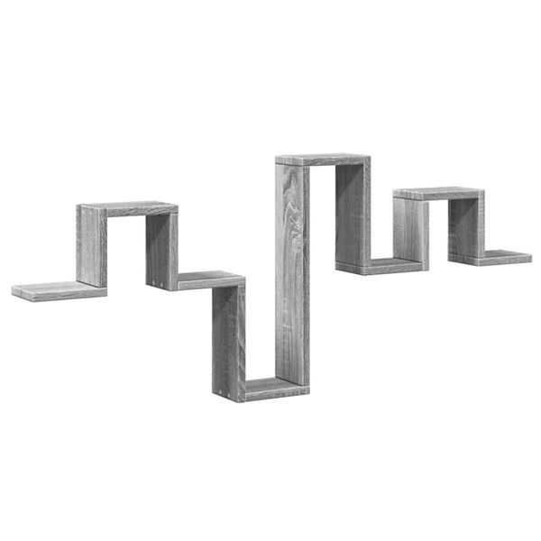 vidaXL Стенен рафт, сив сонома, 104,5x10x43 см, инженерно дърво