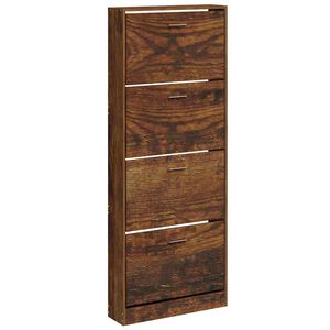 vidaXL Шкаф за обувки, опушен дъб, 59x17x150 см, инженерно дърво