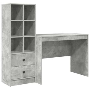 vidaXL Бюро Циментено сиво 145.5 x 50 x 127 см 2 бр.