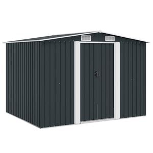 vidaXL Градинска барака за съхранение антрацит стомана 257x205x178 см