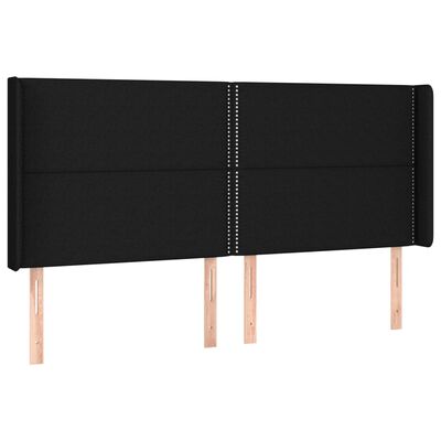 vidaXL Горна табла за легло с уши, черна, 183x16x118/128 см, плат