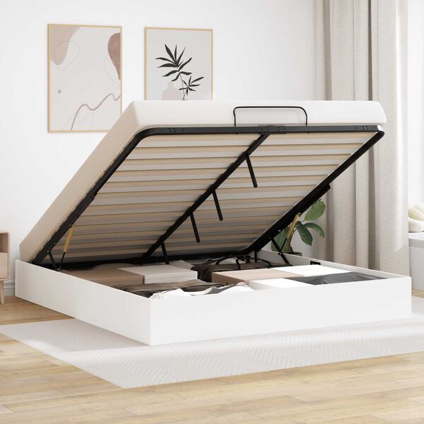 vidaXL Отоманско легло със съхранение Бяло 193 x 120 x 25 см ПДЧ