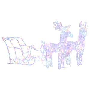 vidaXL Коледна украса елени с шейна, 160 LED, 130 см, акрил