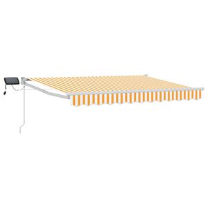 vidaXL Ръчен изтеглящ сенник с LED светлини Жълт и бял 2,5 x 2 m