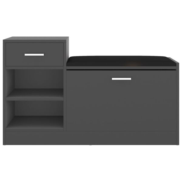 vidaXL Пейка за обувки, сива, 94,5x31x57 см, инженерно дърво