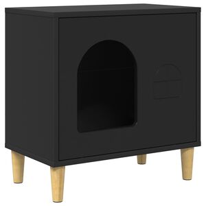 vidaXL Къща за котки Черно 51 x 30 x 52 см Инженерна дървесина
