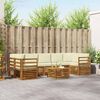 vidaXL Комплекти дивани 8 pcs Натурален и Крема Солидно акациево дърво
