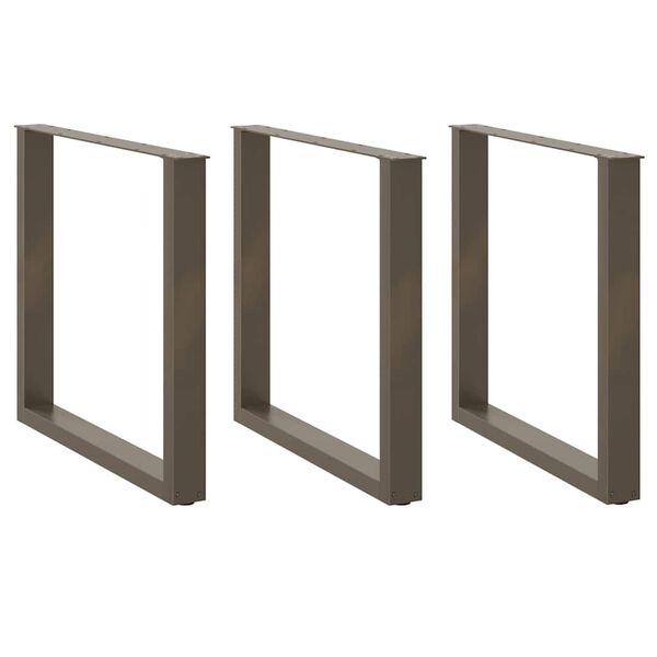 vidaXL Крака за трапезна маса, U-образни, 3 бр., естествена стомана, 90 x (72-73) см, стомана