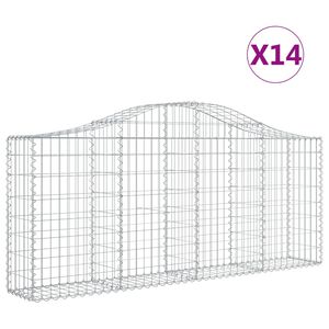 vidaXL Габионни кошници арка 14 бр 200x30x80/100 см поцинковано желязо