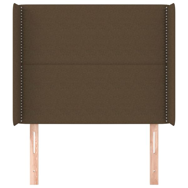 vidaXL Горна табла за легло с уши, тъмнокафява,103x16x118/128 см, плат