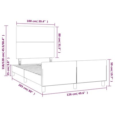 vidaXL Рамка за легло с табла, тъмносиня, 120x200 см, кадифе
