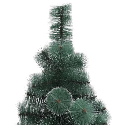 vidaXL Изкуствена осветена коледна елха със стойка зелена 150 см PET