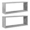 vidaXL Стенни кубични рафтове, 2 бр, бетонно сиви, 60x15x23 см