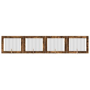vidaXL Врата за кучета с поставки 4 pcs Опушен дъб 100 x 80 cm
